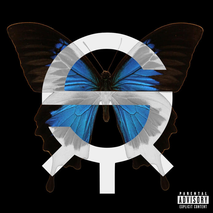 The 'METAM' album cover, featuring the Silicon Monday logo atop a blue butterfly set against a black background.